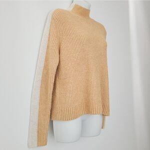 Abercrombie & Fitch Oversized Mock Neck Sweater – Yellow with Cream Stripes, XS